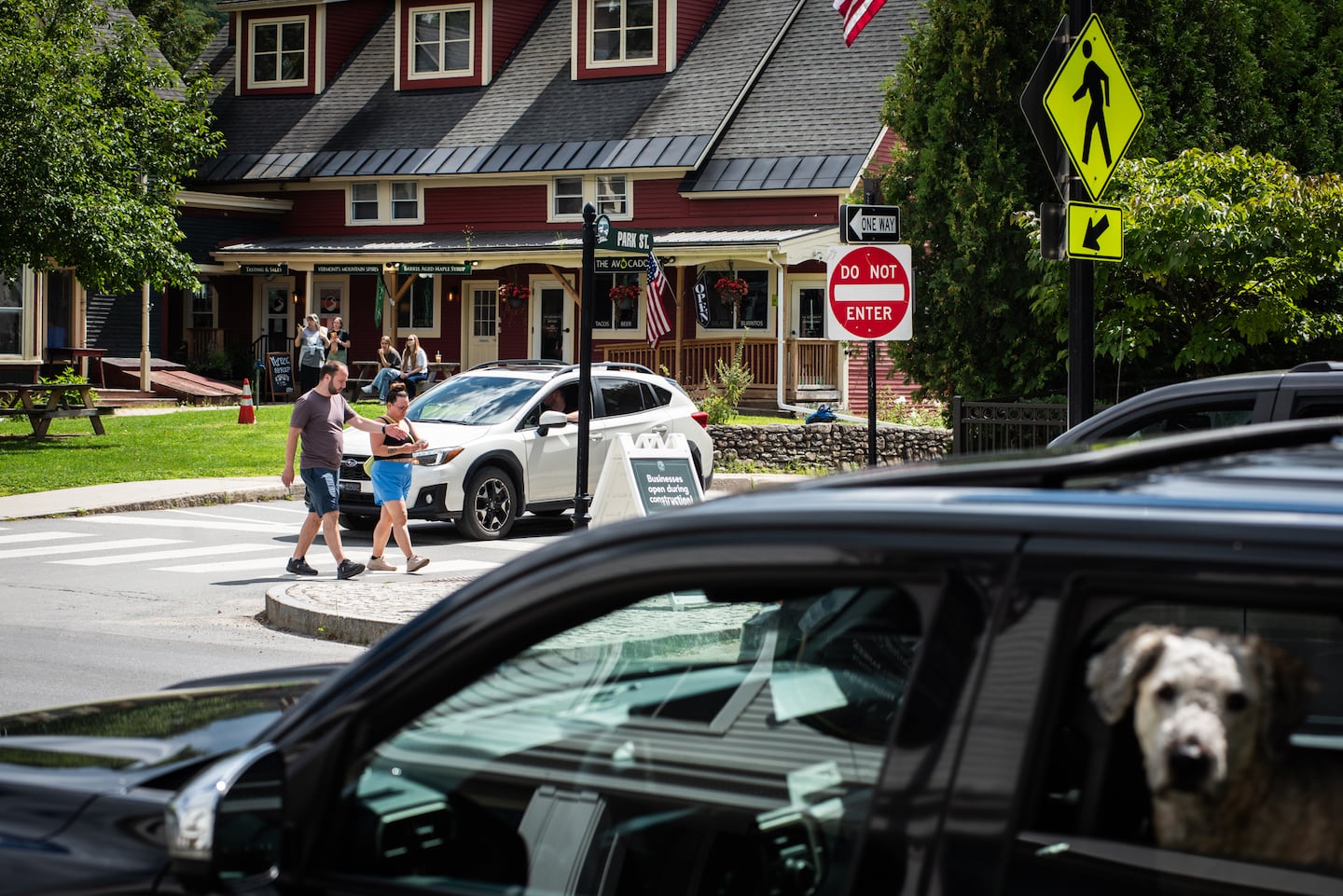 Downtown Stowe, Vt., where there has been a rise in human-bear interactions.