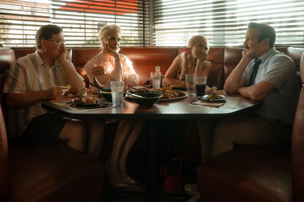 Jeremy Swift, Hannah Waddingham, Juno Temple and Jason Sudeikis in 'Ted Lasso' Season 4