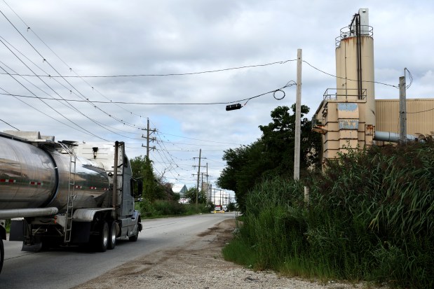 A truck passes the Harbor View facility at 2000 E. 122nd St., in Chicago on Aug. 17, 2026. (Antonio Perez/Chicago Tribune)