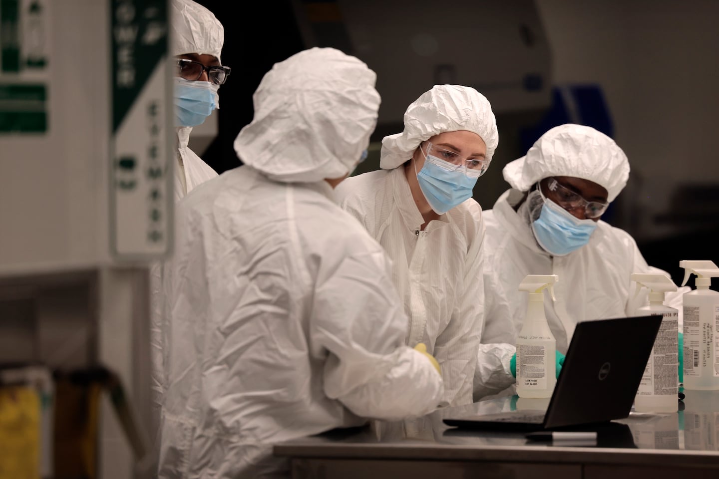 A training session at the Thermo Fisher biomanufacturing plant in Cambridge in 2023.