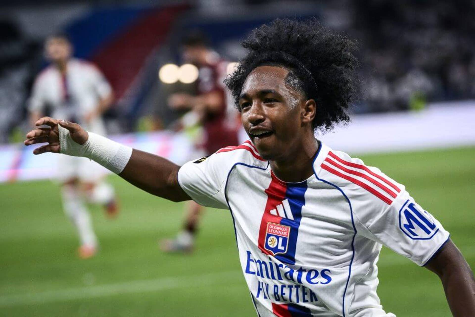 Malick Fofana scoring a goal for Lyon