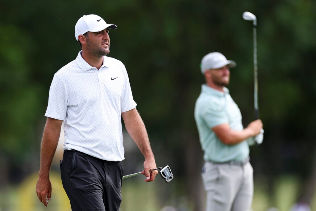 Scottie Scheffler alongside Wyndham Clark during THE CJ CUP Byron Nelson
