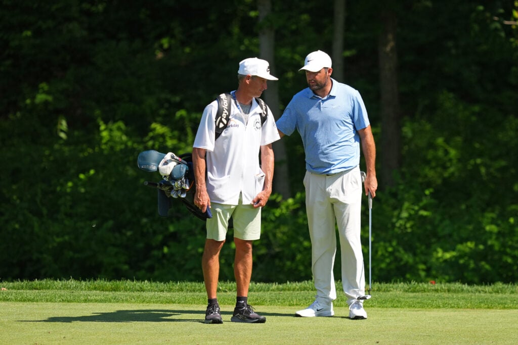 Scottie Scheffler and Ted Scott during the final round of the Memorial Tournament at Muirfield Village