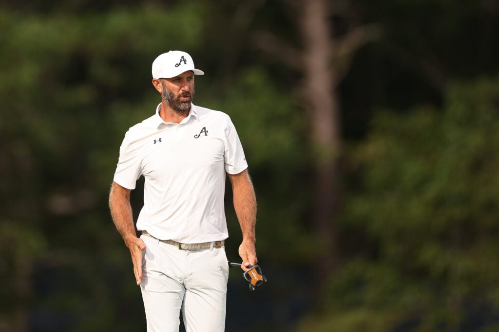 Dustin Johnson on the first green at Shinnecock Hills during the second round of the US Open