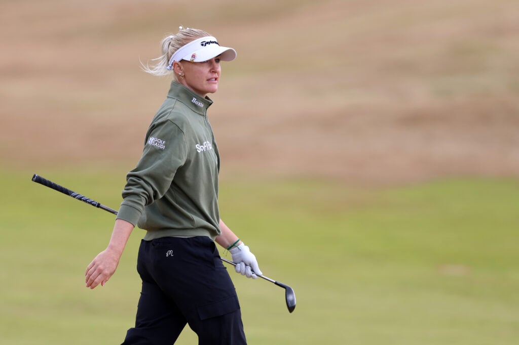 Charley Hull in action during the first round of the ISPS HANDA Women's Scottish Open at Dundonald Links