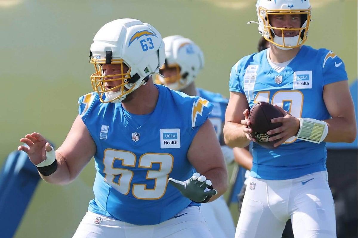 Chargers center Tyler Biadasz carted off practice field with apparent leg injury