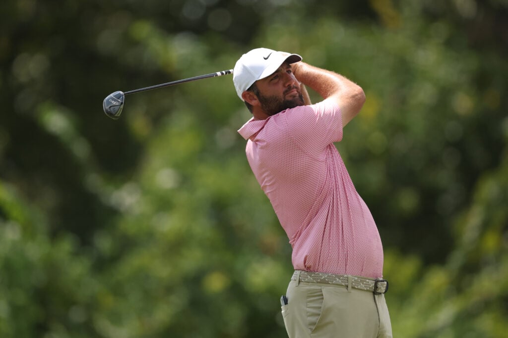 Scottie Scheffler in action during the second round of the FedEx St. Jude Championship at TPC Southwind