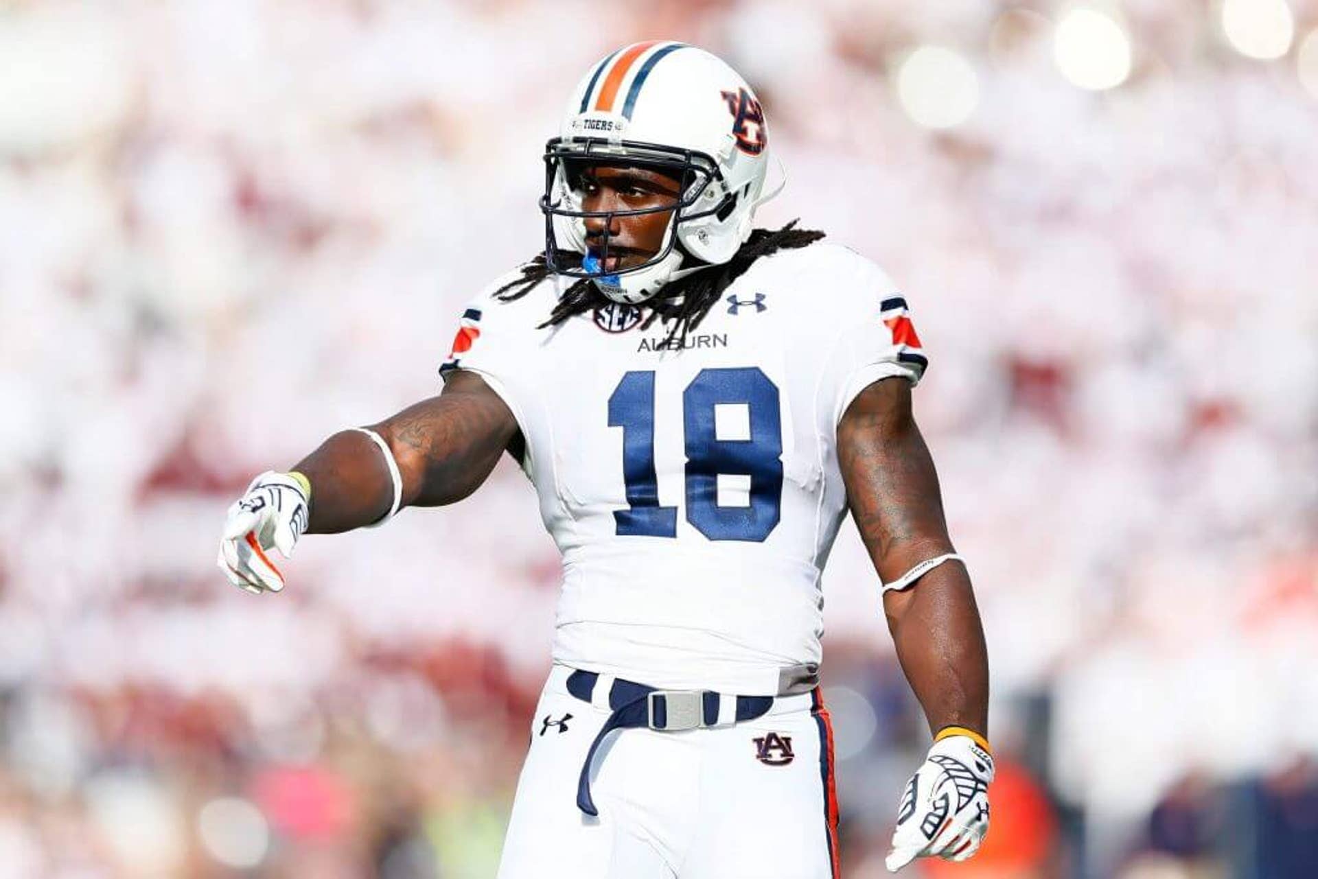 Auburn Tigers wide receiver Sammie Coates gestures during a game against Mississippi State in 2014.