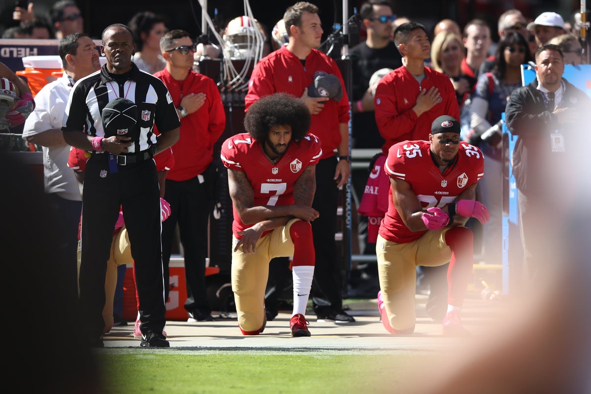 Colin Kaepernick knelt quietly. Ten years later, everyone just performs
