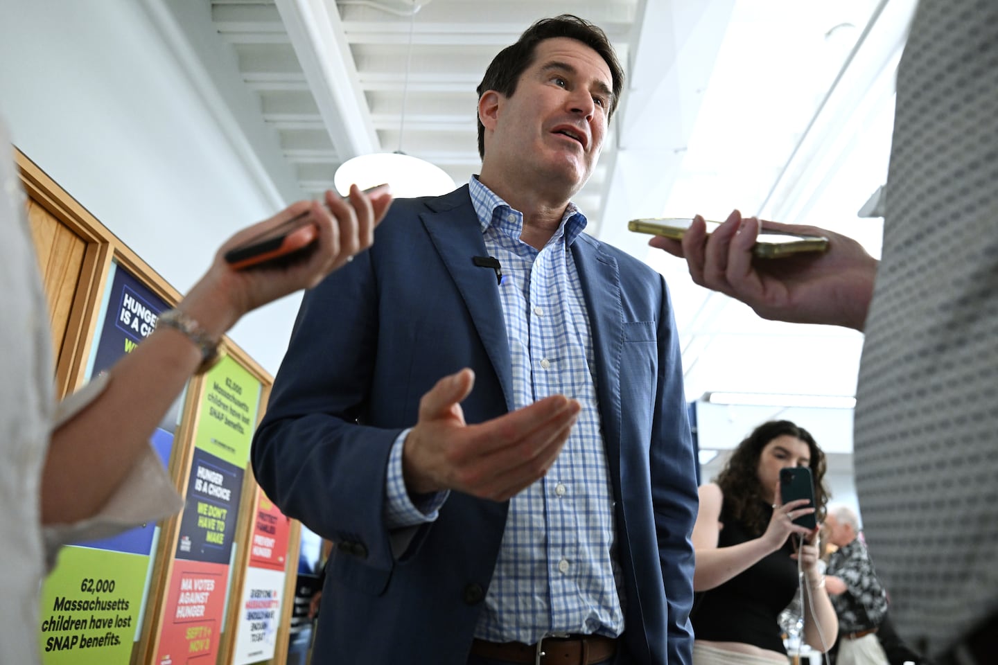 US Representative Seth Moulton spoke to reporters in Boston on Wednesday. 