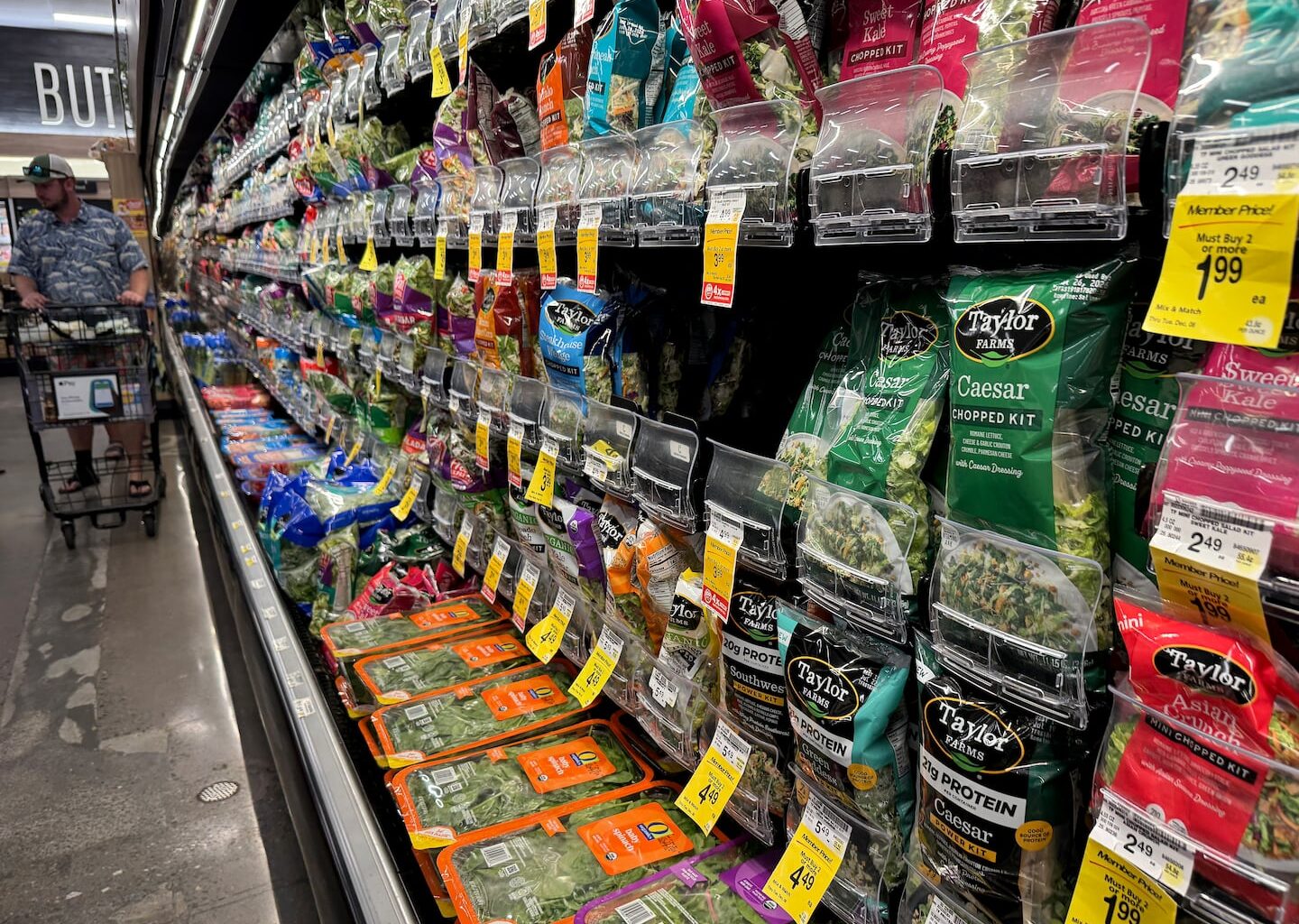 Packages of Taylor Farms salad greens were displayed at a Safeway store in California in July.