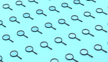 Repeated Magnifying Glass On Blue Background