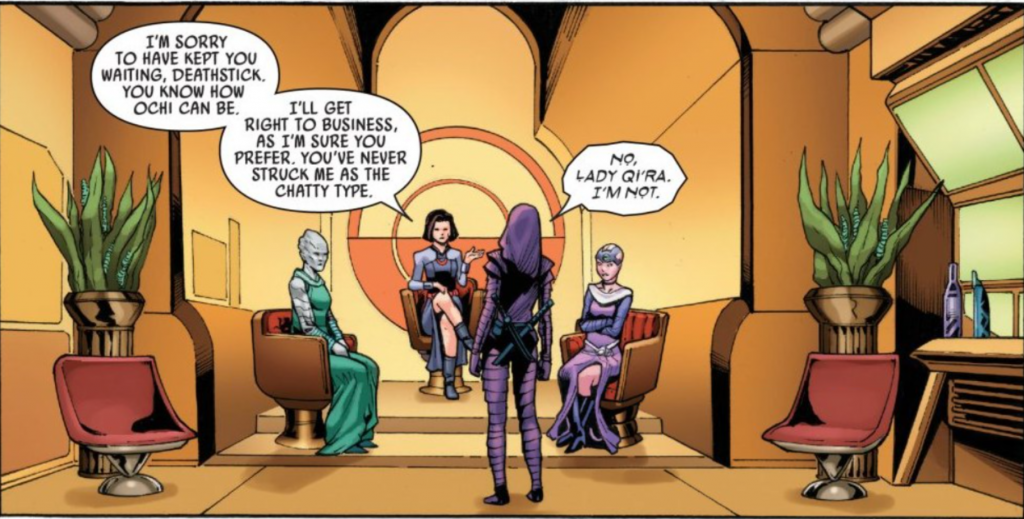 Qi'ra speaks to Deathstick