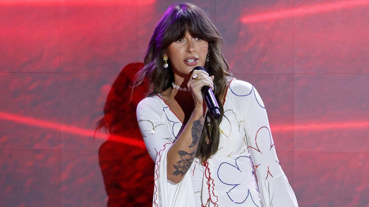 Ella Langley performs onstage at Nissan Stadium.