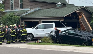 Breaking: Car crash, two Calumet homes struck