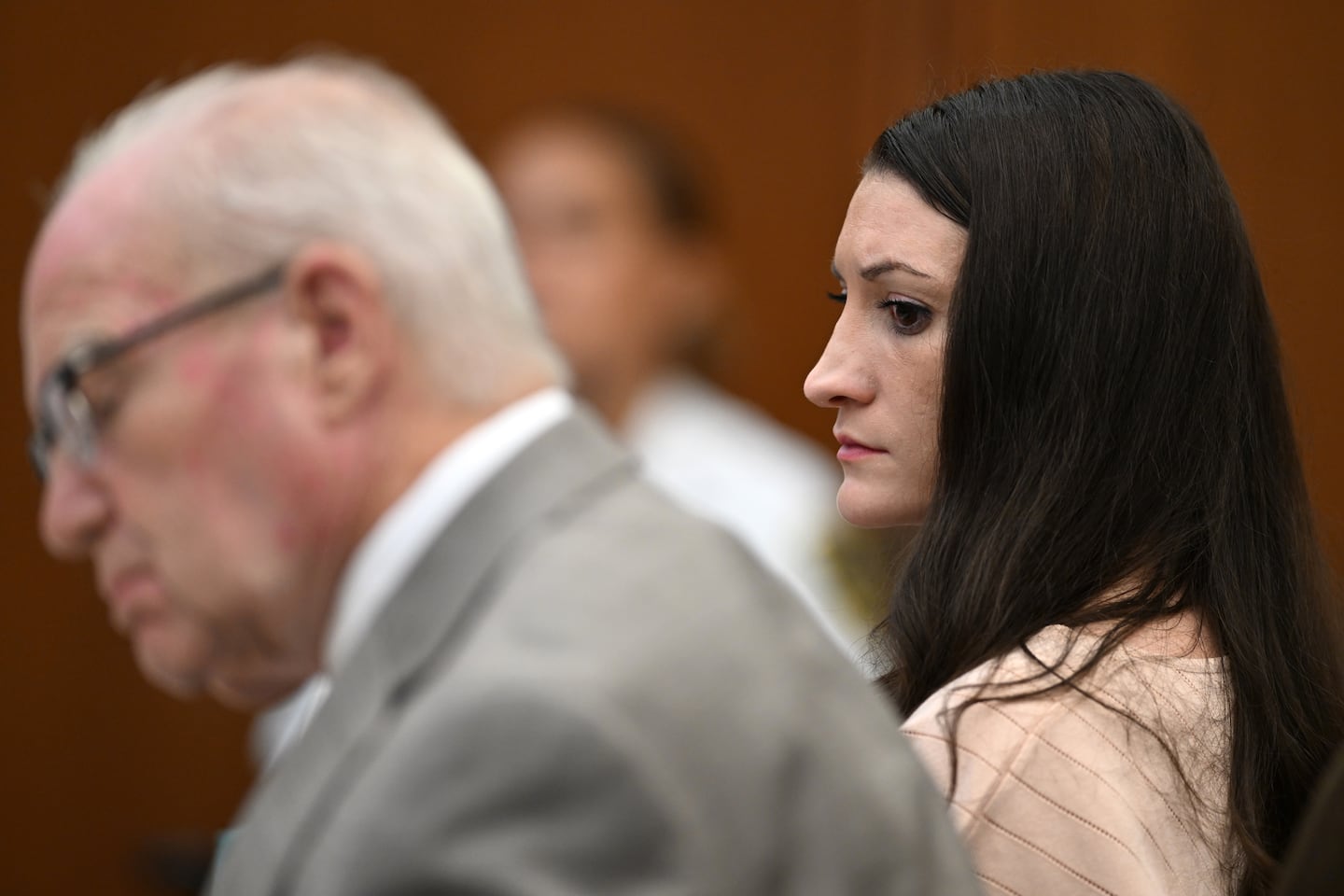 Lindsay Clancy, right, sits besides her lawyer Kevin Reddington during proceedings in her murder trial, Thursday, Aug. 13, 2026., in Plymouth, Mass.   