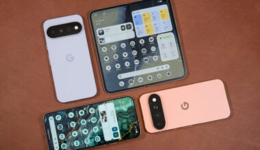 Pixel 11 phones on leather