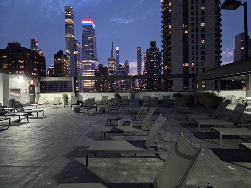 Nighttime rooftop