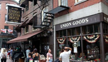 An exterior of the iconic Union Oyster House in Boston.