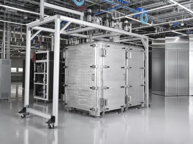 Two of IBM’s modular cryogenic systems, side by side, with the doors closed (Source: IBM)