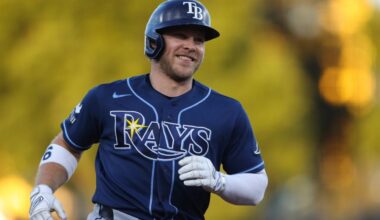 Tampa Bay's Tyler Walls jogs around the bases after hitting a two-run homer in the fourth inning of the Rays 12-4 win against the A's Tuesday night in Sacramento, Calif. (AP Photo/Scott Marshall)