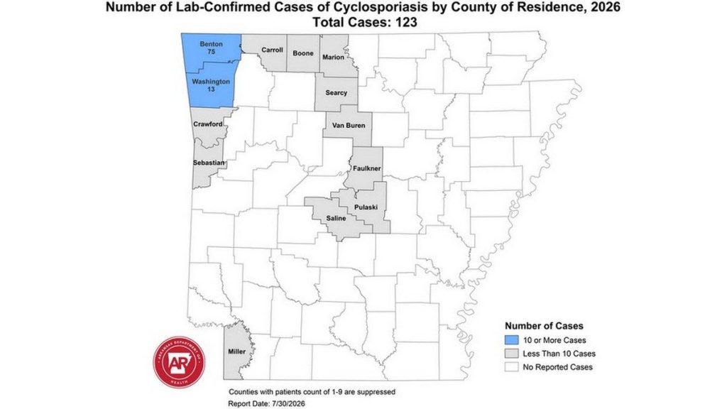 Arkansas Department of Health reports Cyclosporiasis in one more north central Arkansas county