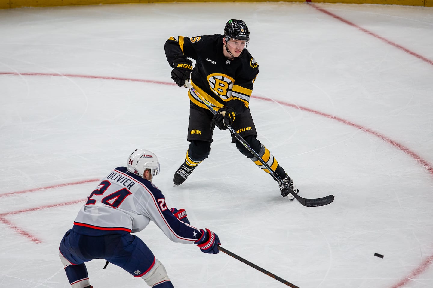 Bruins defenseman Mason Lohrei improved his plus-minus rating from minus-43 in 2024-25 to a plus-17 last season. 