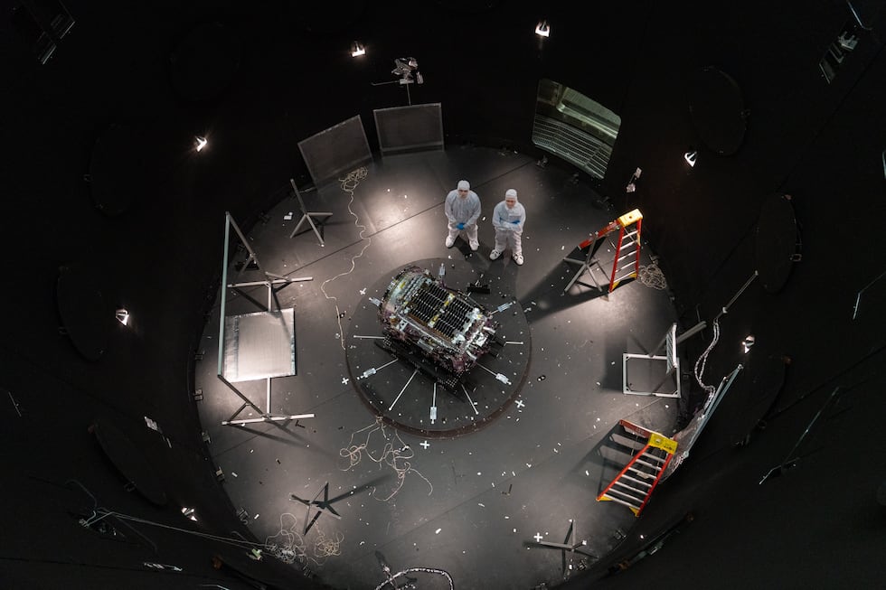 This photo provided by NASA shows Kieran Wilson, LINK’s principal investigator, and Hunter...