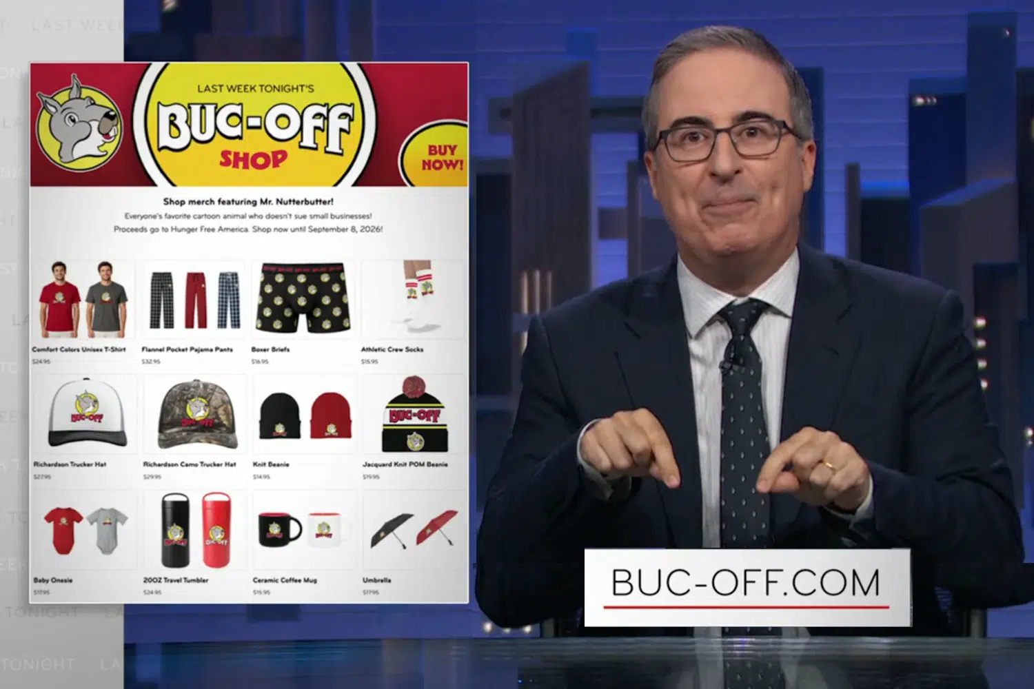 Buc-ees logo vs John OIiver parody logo design