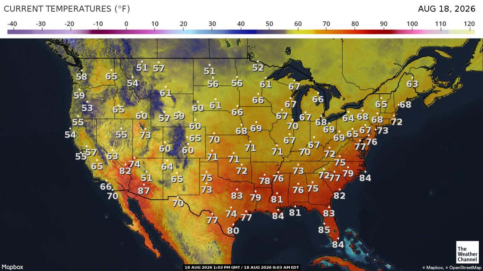 US: Current Temperatures