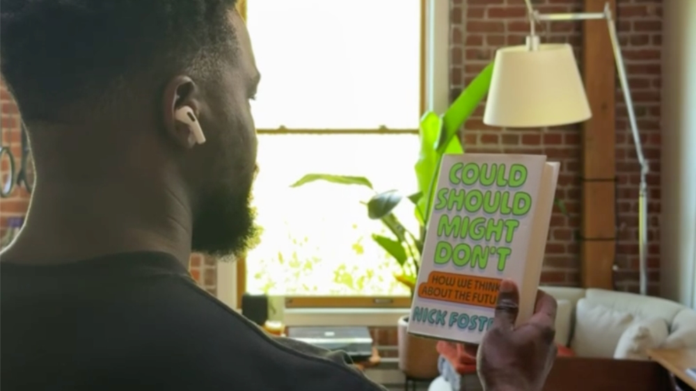 man wearing AirPods