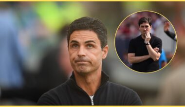 An image of Mikel Arteta, with Andoni Iraola inset