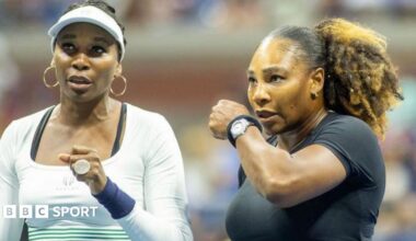 Venus and Serena Williams playing at the 2022 US Open