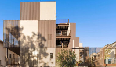 bronze metal wraps spf:architects' multifamily housing in west hollywood
