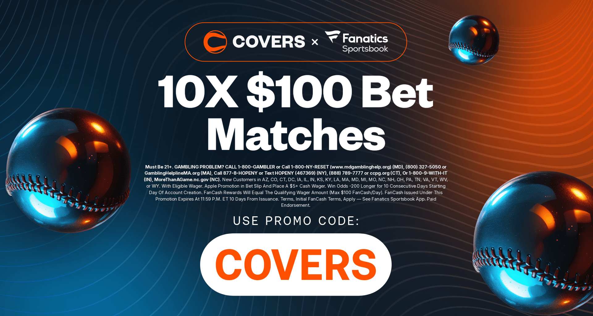 Fanatics Sportsbook Promo Code COVERS: Get $100 FanCash for MLB & WNBA Saturday Games