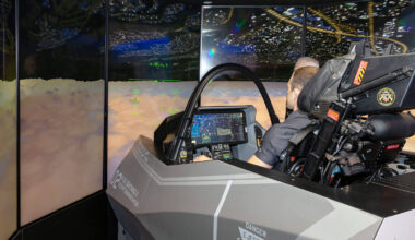 Cadet 1st Class Garrett Clark operates an F-35 simulator during his Cadet Summer Research Program 2026 experience at Lockheed Martin in Fort Worth, Texas. In addition to contributing to the ePilot research project, Clark gained exposure to aerospace engineering and aircraft design through hands-on experiences with industry professionals. (Photo courtesy of Garrett Clark)