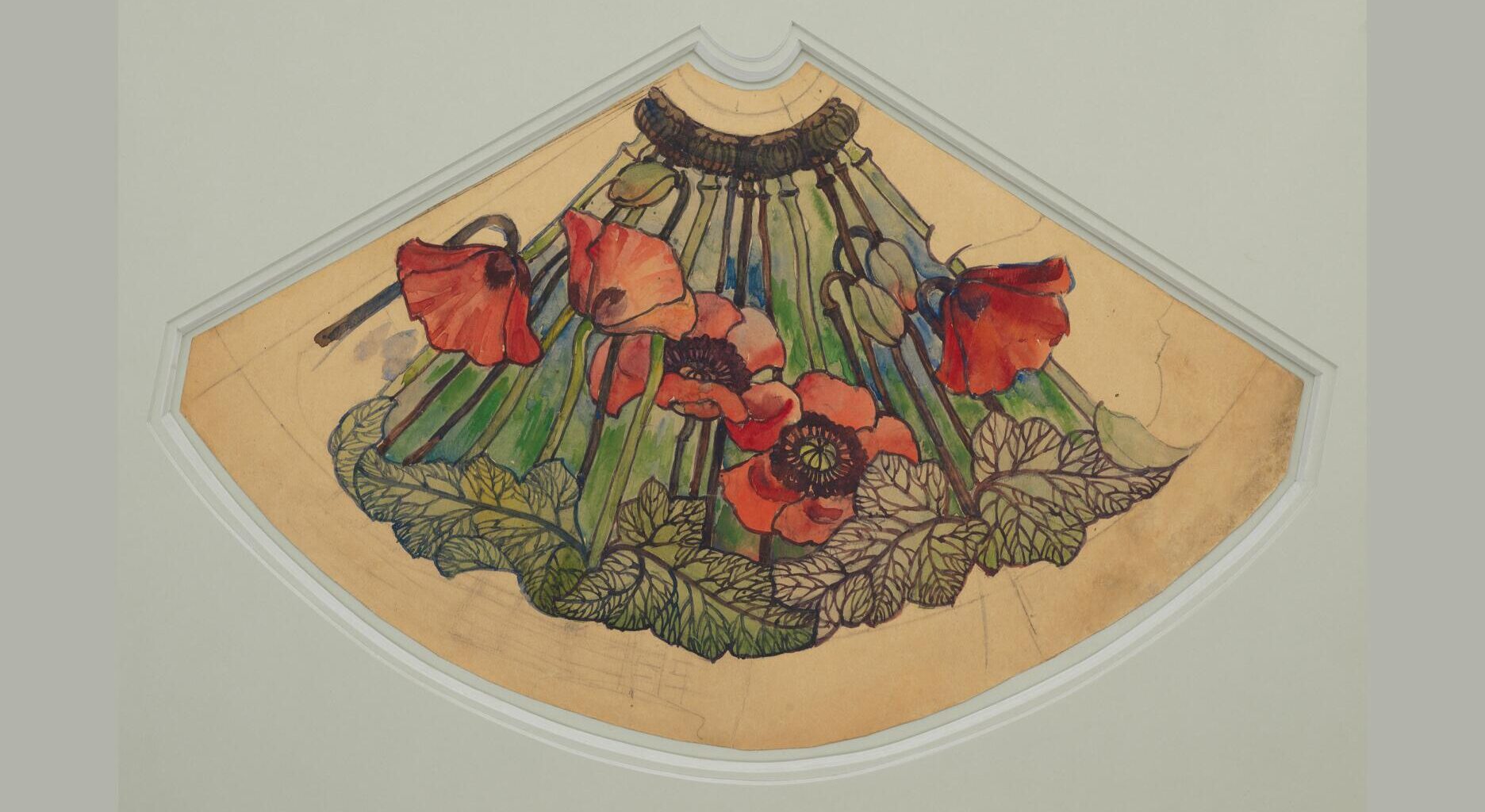 Louis Comfort Tiffany Poppy lampshade drawing