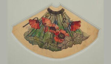 Louis Comfort Tiffany Poppy lampshade drawing