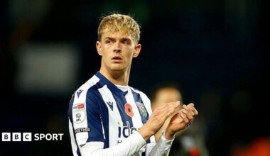 Toby Collyer, in action for West Bromwich Albion, applauding the fans
