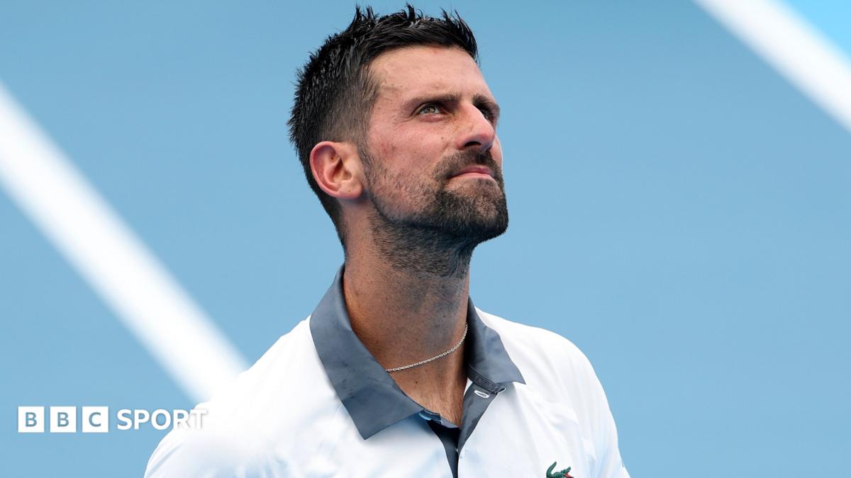 Novak Djokovic looks upwards during his Cincinnati Open match