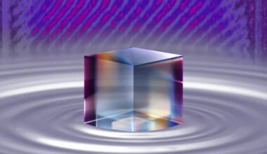 Illustration of a cube of diamond floating on liquid carbon