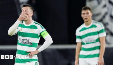 Celtic captain Callum McGregor looks dejected