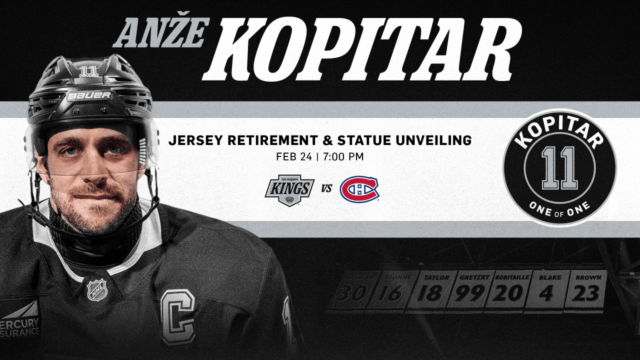 LA Kings to Retire Anze Kopitar’s No. 11 and Unveil Bronze Statue