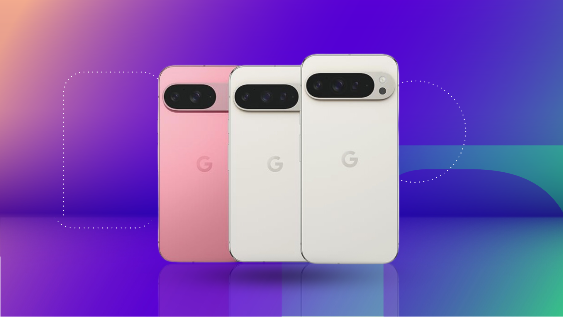 Google Pixel series on blue background