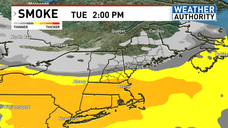 Tuesday's wildfire smoke. (WGME)q