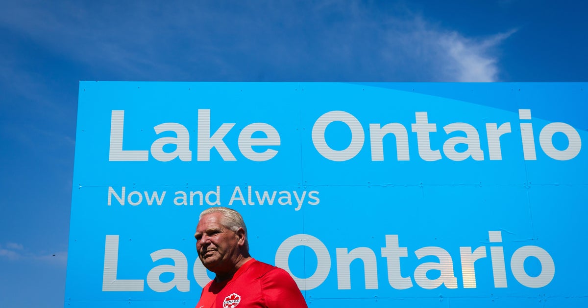 Premier Doug Ford Unveils Sign Following Trump's Renaming Of Lake Ontario