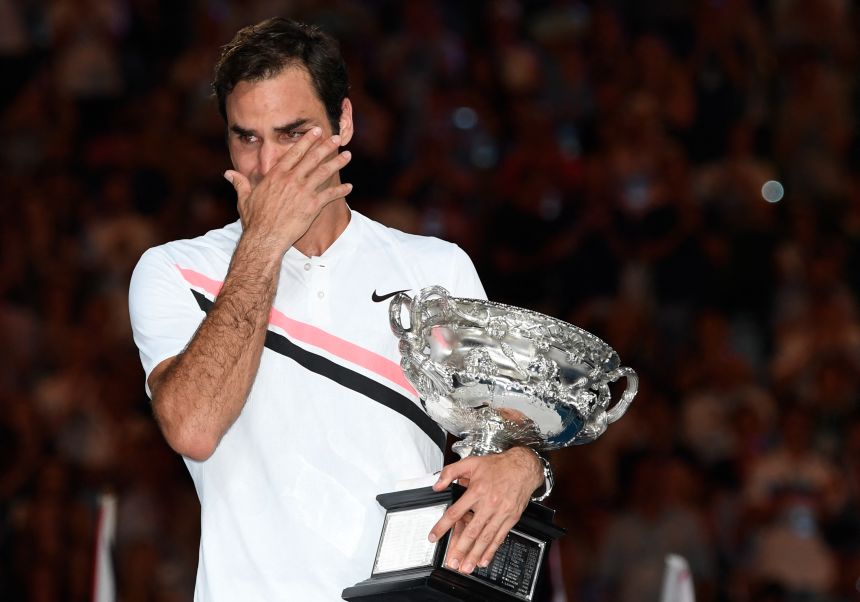 Federer cried after winning the Australian Open in 2018.
