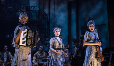 Jewelle Blackman, Kay Trinidad and Yvette Gonzalez-Nacer as the original fates in 'Hadestown' on Broadway.