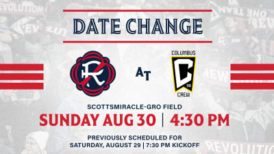 Schedule Update | Revolution's next match at Columbus Crew moved to Sunday at 4:30 p.m. ET