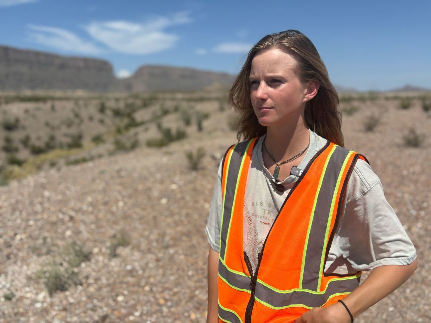 Natalie Newman spends her days documenting and filming the work that federal contractors are doing in the park to clear land. .